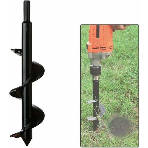 (Diamètre : 8 cm Longueur : 30 cm) Tarière de jardin, tige hexagonale en acier inoxydable, la tenue d'une tarière perce des trous à la profondeur du travail du sol, la pratique de l'outil de plantation pour la plantation de fleurs, d'arbres et d'arbustes