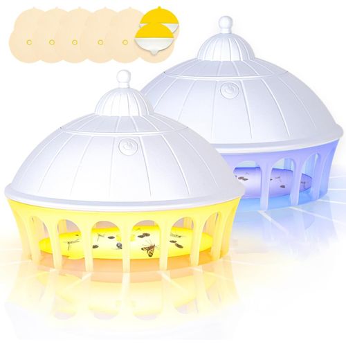 Piege A Puces, 2Pcs Piege A Punaise De Lit Avec 10 Disques Adhésifs,6 Modes D'Éclairage Piège À Lampe À Puces,Omnidirectionnel Piège À Puces Pour Salon, Cuisine, Chambre À Coucher,Nouveau Look