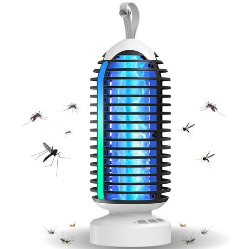 ASFASFq-Lampe Anti Moustique Extérieur 4 en 1 pour Aedes, 4000 mAh Rechargeable USB, 3000V, IPX5 Étanche, Anti Moustique Sans Fil pour l¿intérieur, l¿extérieur, Le Balcon et Le Camping