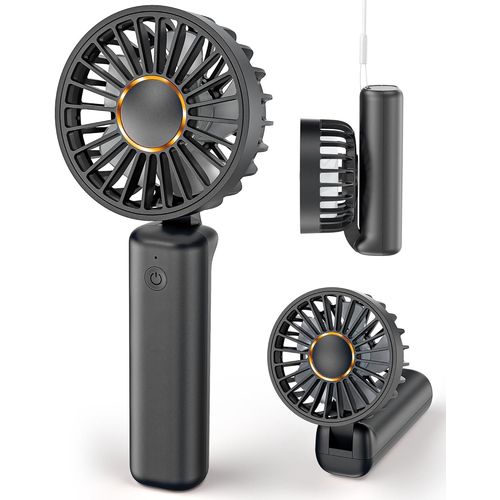 Mini ventilateur portable à piles avec cordon, 4000 mAh réglable, ventilateur de cou électrique personnel rechargeable pour extérieur et intérieur