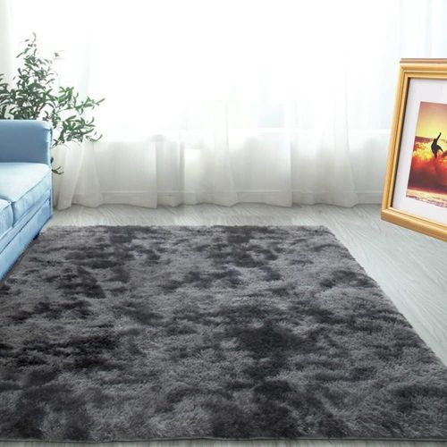 Sjzg-Shaggy Tapis Moelleux À Poils Longs 90 X 150 Cm - Pour Salon, Chambre À Coucher - Gris Foncé