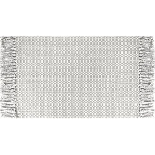 Few-Tapis De Couloir Lavable Antidérapant 60 X 90 Cm Tissé À La Main Avec Pompons Pour Salon, Cuisine, Chambre À Coucher Avec Sous-Couche (Gris Clair)