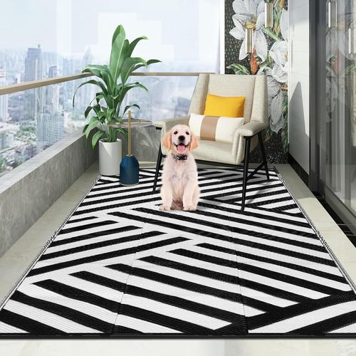 Sjzg-Tapis Extérieur Résistant À La Pluie, Tapis Extérieur Terrasse En Plastique, Résistant Aux Uv, Réversible, Pliable Et Lavable, Tapis D`Extérieur Adapté Pour Jardin, Balcon, Salon, Terrasse