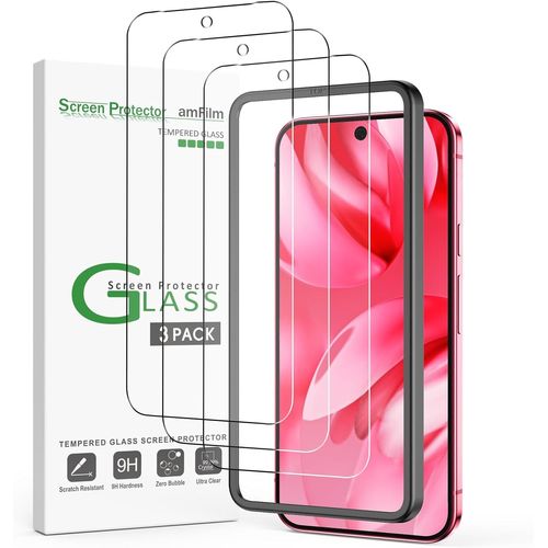 CAUC-3 Pièces Verre Trempé Compatible avec Google Pixel 9a, Film de Protection d'écran pour Google Pixel 9a, HD Transparent, Résistant Aux Rayures, Sans Bulles