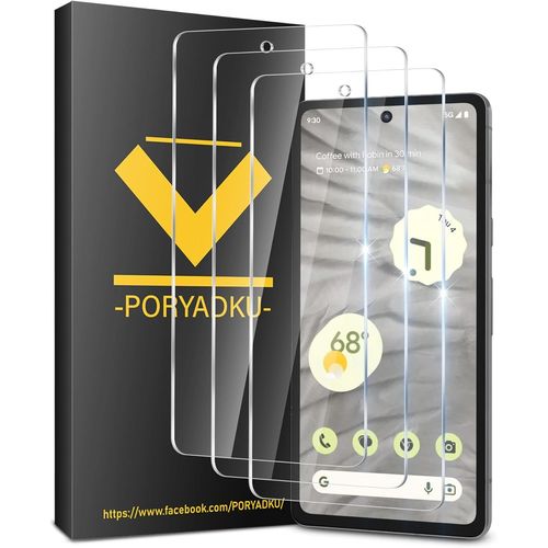 Sjzg-3 Pièces Verre Trempé Pour Google Pixel 7a, Déverrouillage Par Empreinte Digitale, Dureté 9h, Anti-Rayures, 3d-Coverage, Sans Bulles, Hd Verre