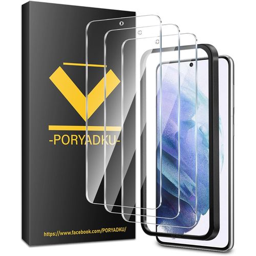 3 Pièces Verre Trempé Pour Samsung Galaxy S21, Et 1 Cadre D'installation, Déverrouillage Par Empreinte Digitale, 3d-Coverage, Dureté 9h, Sans Bulles, Anti-Rayures, Hd Verre[Pop940657]