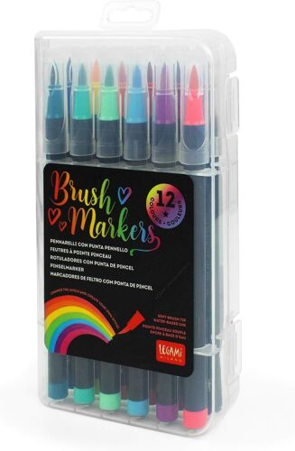 Lot De 12 Feutres Avec Pointe Brosse, Pointe Flexible En Fibre De Nylon, Pour Traits Fluides Et Largeurs Variables, Diamètre Marqueur 1 Cm