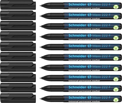 Ohp 222 Marqueur Permanent Rechargeable Pointe F 0,7 Mm Encre Cap Off Noire Lot De 10 (Import Allemagne)