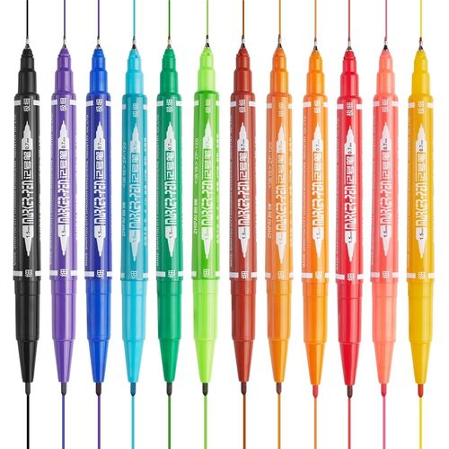 Marqueurs Permanents À Double Pointe, 12 Couleurs À Double Pointe, Pointe Fine Et Ultra Fine, Marqueurs De Cd/Dvd Pour Signature Et Marquage