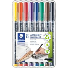 Lumocolor 317, Feutres Permanents À Pointe Moyenne Pour Toutes Les Surfaces, Sans Xylène Ni Toluène, Set De 8 Couleurs Lumineuses, Pointe Ogive De 1.0 Mm, 317 Wp8