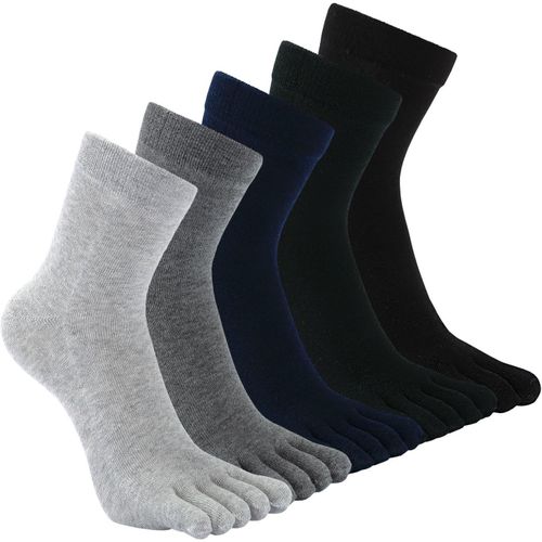 Jexnovashop-Chaussettes 5 Doigts Homme Chaussettes Avec Orteils Separe, Chaussettes Doigts De Pieds Homme Chaussette Five Fingers, Noir-5 Paires, Eu 39-44