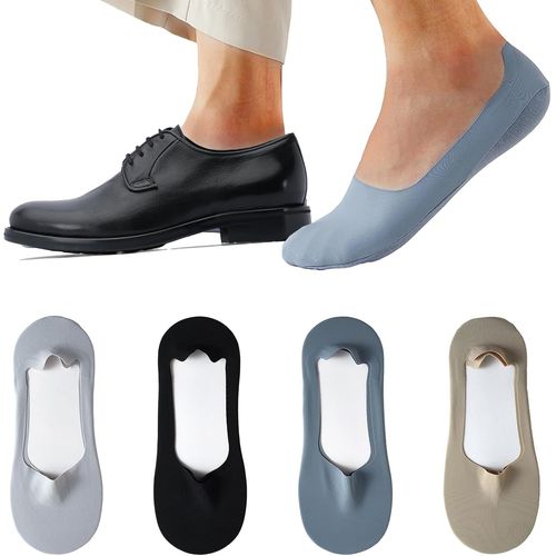 Kjakl-4 Paires Chaussette Basse Homme Invisibles, Chaussette Invisible Homme, Socquettes Courtes Respirantes Avec Silicone Antidérapant Socquettes De Sport Chaussettes Soie, Chaussettes Invisibles