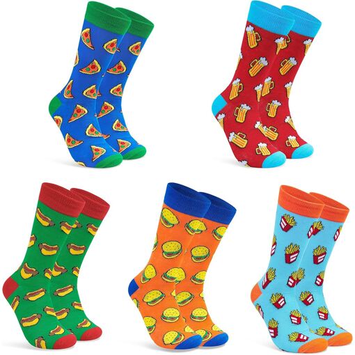 Chaussettes Drôles Motifs Fruits Nourriture - Taille Unique Homme 7-11 - Cadeau Coloré Décontracté
