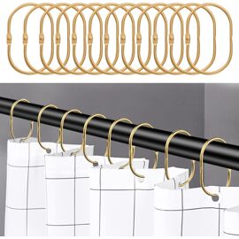 60 Crochets Rideaux Métal SYEYCW - 40mm Argenté - Pour Tringle à Rideaux Et Rideau De Douche