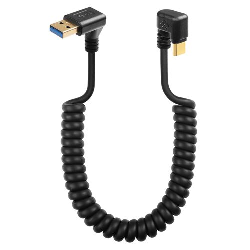 KAL-Câble À Ressort Usb De Type C En Forme De U 5 Gbit/S Rétractable À 90 Degrés Usb 3.0 Vers Usb C Câble De Charge Et Transfert De Données Pour Téléphone, Tablette, Autres Appareils Usb C (Bas)