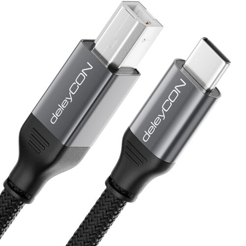 JGD-1,5m USB C Câble D'imprimante (pour Imprimante, Scanner, MIDI) - C vers B - Câble Tressé + Connecteur Métallique pour Epson HP Samsung Canon Brother iPhone 17 Max Air 16 15 Tablet PC MacBook