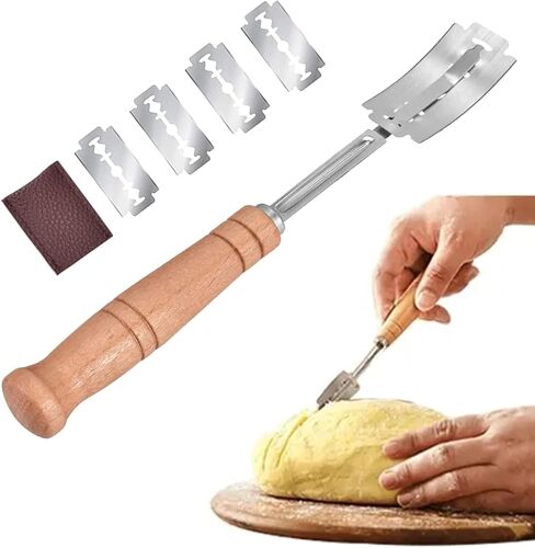 Tta-Lame Boulanger,Lame Boulanger Et 5 Pcs Lames,Lame Pain Boulanger,Couteau À Pain,Bois Pain Faisant Le Rasoir,Lame Boulanger Acier Inoxydable,Pour Pain Accessoire De Boulangerie