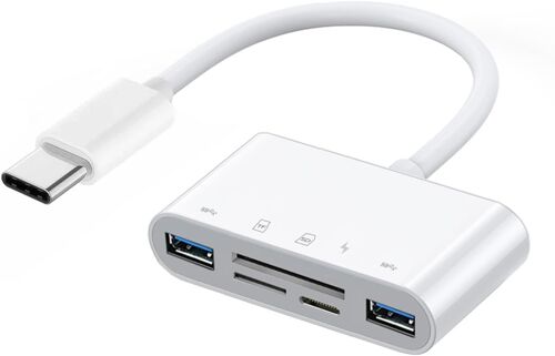 KAL-Adaptateur Usb 2.0 Usb-C Vers Tf Micro Sd Sdxc Dual Usb3.0 Femelle Lecteur De Cartes Pd 27 W Pour Ordinateur Portable, Tablette, Téléphone