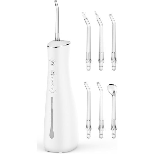 Chenquansarl-Jet Dentaire Hydropulseur Électrique Rechargeable Sans Fil 4 Modes 300ml Réservoir D'eau Ipx7 Étanche Pour Les Voyages Et La Maison (Blanc)