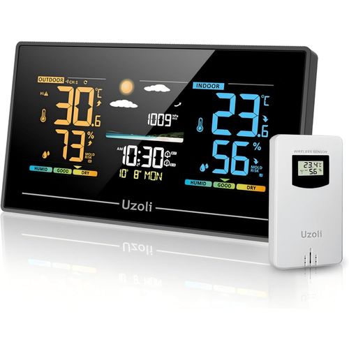 Station météo sans fil avec capteur extérieur Thermomètre Hygromètre intérieur extérieur Prévisions météo Pression de l'air Niveau de confort Risque de moisissure Réveil - EM3405