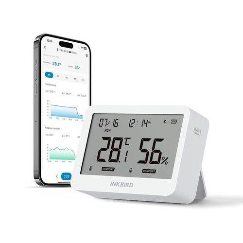 Thermomètre Hygromètre Bluetooth, ITH-21-B Moniteur de Température et d'Humidité avec Contrôle APP, Exportation de Données pour Maison,Bureau,Cave à vin,Mini Serre