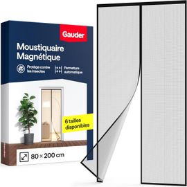 Wag-Moustiquaire Magnétique Pour Porte (80 X 200 Cm) Noir | Rideau Anti-Moustiques Aimanté Sans Perçage | Protection Contre Les Insectes Pour Balcon & Terrasse | Fermeture Automatique
