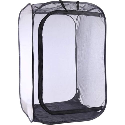Loc-Insectes Habitat Cage,Cage À Papillon Pour L'habitat Reproduction,Plante Habitat Cage En Mesh Pliable Transparent,Noir,38x38x60cm