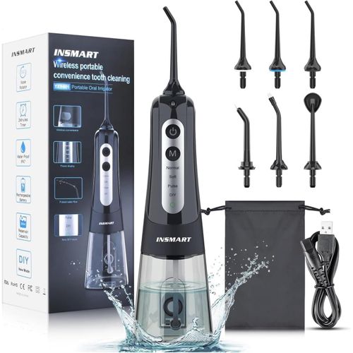 Chenquansarl-Hydropulseur Dentaire Sans Fil Pour Les Dents, 4 Modes Et 6 Embouts De Jet, Nettoyeur De Dents À Jet D'eau De 300 Ml, Doux Pour Les Gencives, Élimine La Plaque Dentaire Et Les Particules