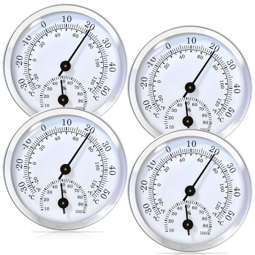 ChenQuanSarl-Lot De 4 Thermomètres Hygromètres De Précision De 58 Mm - Thermomètre D'Intérieur, Température Et Humidité - Convient Pour La Maison, L'Intérieur, La Chambre Des Personnes Âgées, La Cham