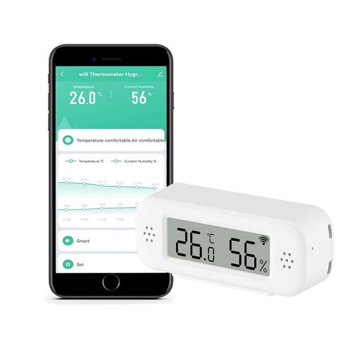 ChenQuanSarl-Thermomètre Hygromètre Wifi Pour Intérieur, Capteur De Température Intelligent, Température Et Humidité Numériques Avec App De Surveillance, Compatible Alexa, Pour Chambre À Coucher, Ser