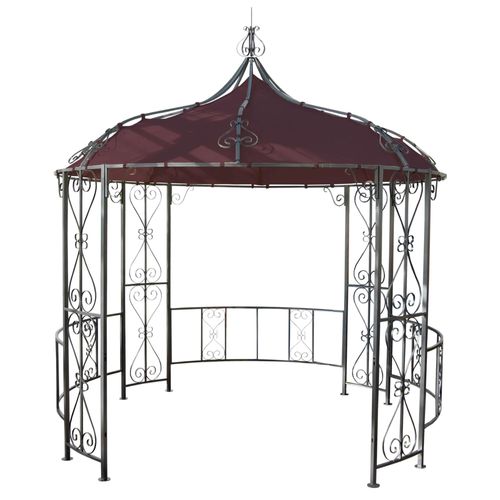 Pergola Pavillon Arche De Jardin Rond Tonnelle Chapiteau Tente De Réception Cadre En Acier Robuste Ø 3m Brun Rouge 04_0004058