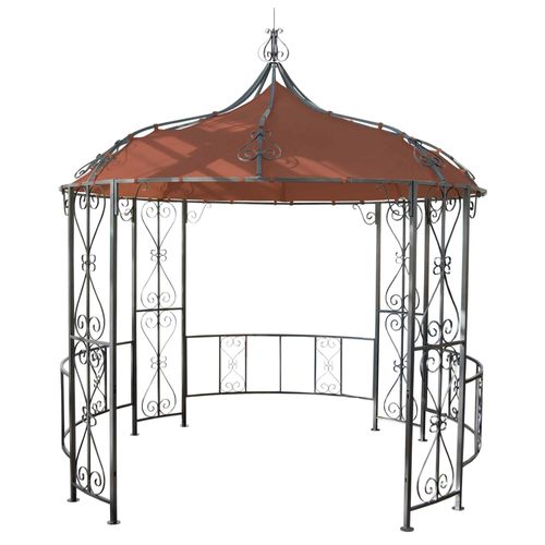 Pergola Pavillon Arche De Jardin Rond Tonnelle Chapiteau Tente De Réception Cadre En Acier Robuste Ø 3m Terraçotta-Brun 04_0004062