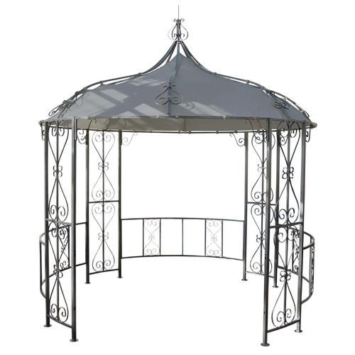 Pergola Pavillon Arche De Jardin Rond Tonnelle Chapiteau Tente De Réception Cadre En Acier Robuste Ø 3m Gris Clair 04_0004061