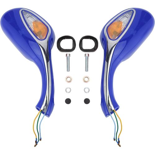 Kalgh-8mm Rétroviseur Latéral Avec Feu De Clignotant Remplacement Pour Gy6 50cc 80cc 125cc 150cc 250cc Scooter Mobylette Moto Bleu
