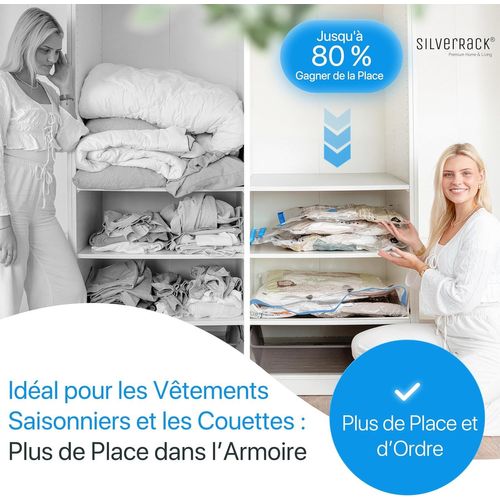 SJZG-Sacs De Rangement Sous Vide Pour Vêtements [6 Pièces] De Taille (60X80 Cm) - Sans Bpa - Sacs De Rangement Sous Vide Pour Vêtements - Pour Économiser De L'Espace