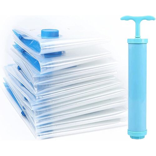 loc-Lot De 5 Sacs De Rangement Sous Vide Avec Valve Hermétique Et Pompe Manuelle Pour Couettes,Literie,Oreillers,Vêtements,Couettes,Pulls,Couettes,Robes,Val S¿90X70Cm