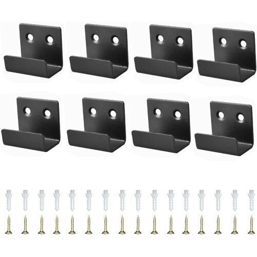8 Pièces Crochets Robustes De Mur, Equerre en U Crochets, Crochet Mural Inox, pour Bain Cuisine Garage Porte Manteau Crochet Robuste Avec 16 Vis + 16 Tube D'expansion(Noir)