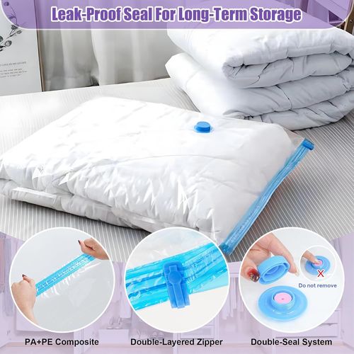 SJZG-Lot De 12 Sacs De Rangement Sous Vide Économiseur D'Espace Avec Pompe À Main ¿ 4 Xl Jumbo 4 Grands 4 Moyens Sacs Sous Vide De Voyage Pour Vêtements, Couvertures, Literie, Couettes, Essentiels De