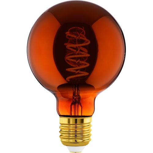 Yemaesre-Lampe Led E27 Dimmable, Filament Vintage Spirale, Ampoule , Globe Éclairage, 4 Watts, 30 Lumens, Blanc Chaud, Verre Cuivré, 2000 Kelvin, G95, Ø 9,5 Cm
