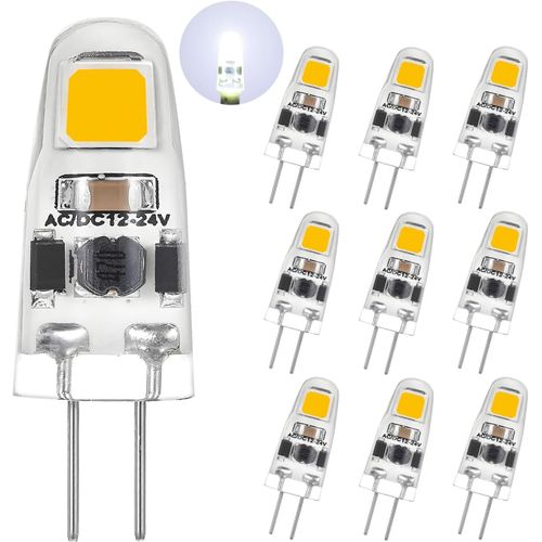 Ampoules LED G4 à Intensité Variable Blanc Chaud 3000K, AC/DC 12-24V, 1.2w Remplace Les Ampoules Halogènes 12W-15W, 125LM Economie D'énergie Mini Ampoules LED, Pas de Scintillement, Lot de 10