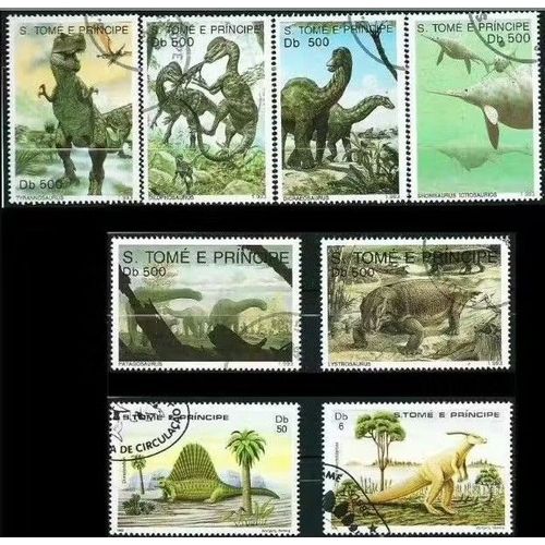 Papouasie Nouvelle Guinée, Ile De Sao Tomé, Beaux Timbres Grand Format - Animaux Préhistoriques, Oblitérés - Tbe. -