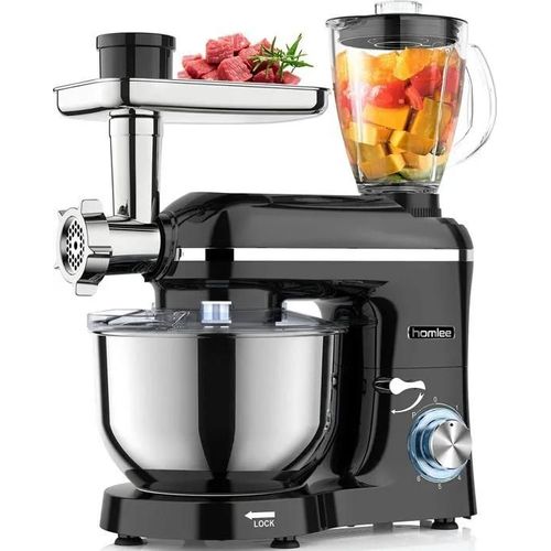 Homlee Robot de cuisine 3 en 1, 1800 W, 5,5 l, mixeur multifonction et hachoir à viande