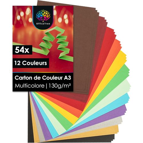 Tianyi-54x Feuille A3 Couleur 130g - 12 Couleurs - Papier Couleur A3 Pour Le Bricolage - Feuilles Cartonnées A3 Imprimable - Papier A3 Couleur - Feuille Cartonnée A3 - Papier Cartonné A3