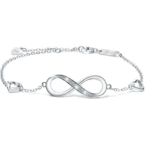 Kalanka-Bracelet Argent Sterling 925, Infinity Bracelet Pour Femme Bracelet Zircones Cubique Infini Symbol Infinity Love Bracelet Réglable, Fête Des Mères Saint Valentin Cadeau - Avec Boîte Cadeau