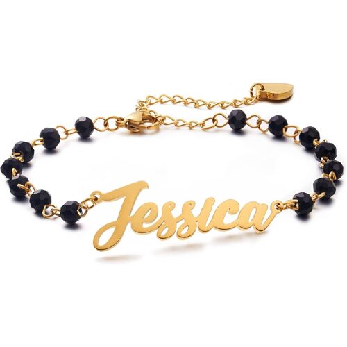 Bracelet Avec Nom, Bracelets Avec Nom, Idée Cadeau Fille, Cadeau D'anniversaire, Bracelet En Maille Avec Perles En Cristal