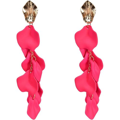 Meimie-1 Paire Boucles D'oreilles Boho À Clip Pour Femmes Boucles D'oreilles Pendantes En Acrylique Avec Pétales De Rose Colorés Et Non Percés Boucles D'oreilles Pendantes Avec Pétales Fleurs