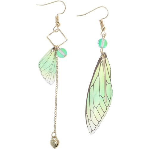 Meimie-Generic 1 Paire De Boucles D'oreilles Papillon Asymétriques Ailes De Papillon-Boucles D'oreilles Pendantes-Fée-Libellule-Crochet-Boucles D'oreilles Pour Femme-Vert