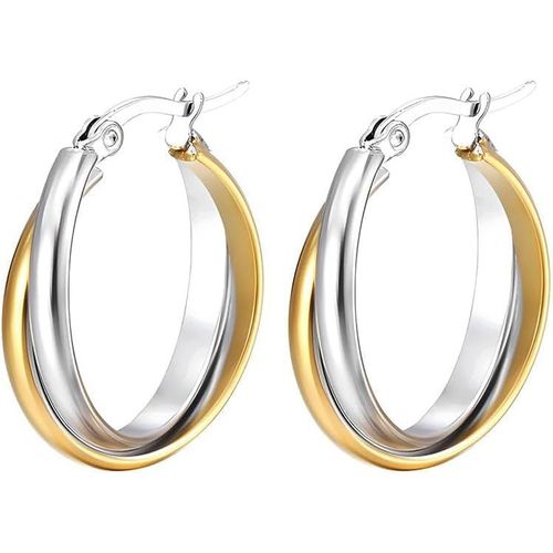 Meimie-Boucles D'oreilles Créoles Olores Entrelacéesmétalliques Brillantes Élégantesminimalistes Intemporelles