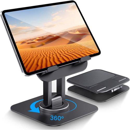 Support Pour Ipad Rotatif À 360°, Support De Tablette Réglable Pour Bureau Portable, Compatible Avec Ipad Pro 10.5, 11, 13, Air Mini 2 3 4 5 6, Samsung Tab Ou Téléphones (4 À 13 Pouces) Noir