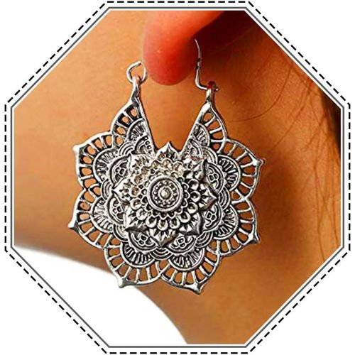 Meimie-Boucles D'oreilles Pendantes Vintage En Forme De Fleur En Argent Pour Femmes Et Filles